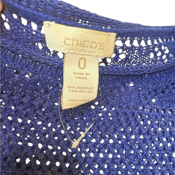 Chicos Blue Coverup Tunic Embroidered Boho Hippie Fringe Festival Size 0 (XS) - Picture 5 of 9